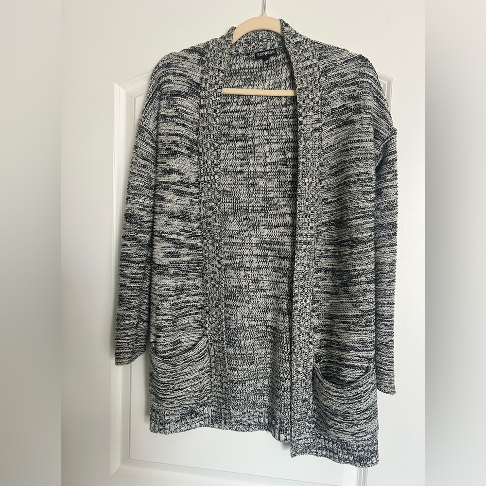 Express Marled Black and White Cardigan